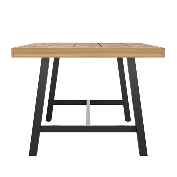 English Elm Rafe Commercial-Grade Acacia Wood Dining Table with Steel Base for Indoor/Outdoor Use, Seats 6 TT-TT01122-1A-NAT-GG