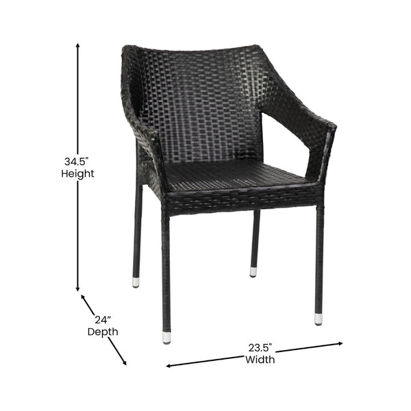 English Elm Ethan Commercial Grade Stacking Patio Chair for All-Weather Comfort and Versatile Outdoor Dining Solutions Black TT-TT02-BK-GG