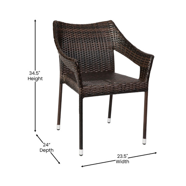 English Elm Ethan Commercial Grade Stacking Patio Chair for All-Weather Comfort and Versatile Outdoor Dining Solutions Espresso TT-TT02-ESP-GG