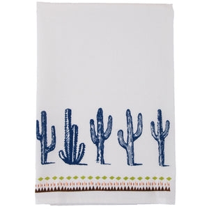 Hiend Accents Southwest Cactus Border Tea Towel Set - Vibrant 5-piece Collection For Stylish Kitchen Decor White,Blue Face, 100% Cotton. Back, 100% Cotton. Filling, 100% Polyester Tt1756