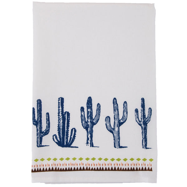 Hiend Accents Southwest Cactus Border Tea Towel Set - Vibrant 5-piece Collection For Stylish Kitchen Decor White,Blue Face, 100% Cotton. Back, 100% Cotton. Filling, 100% Polyester Tt1756