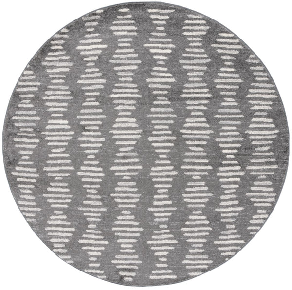 Safavieh Tulum 644 Power Loomed Bohemian Rug Dark Grey / Ivory 6'-7" x 6'-7" Round