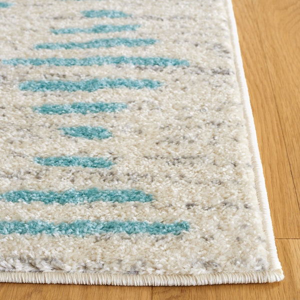 Safavieh Tulum 644 Power Loomed Bohemian Rug Ivory / Turquoise 5'-5" x 7'-7"