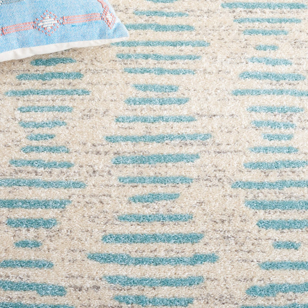 Safavieh Tulum 644 Power Loomed Bohemian Rug Ivory / Turquoise 5'-5" x 7'-7"