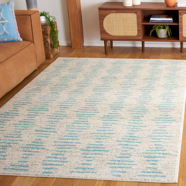 Safavieh Tulum 644 Power Loomed Bohemian Rug Ivory / Turquoise 5'-5" x 7'-7"