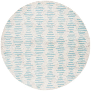 Safavieh Tulum 644 Power Loomed Bohemian Rug Ivory / Turquoise 6'-7" x 6'-7" Round