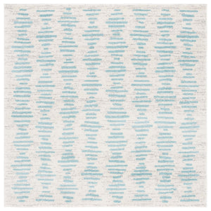 Safavieh Tulum 644 Power Loomed Bohemian Rug Ivory / Turquoise 6'-7" x 6'-7" Square
