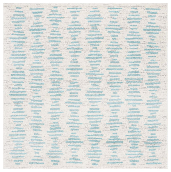Safavieh Tulum 644 Power Loomed Bohemian Rug Ivory / Turquoise 6'-7" x 6'-7" Square