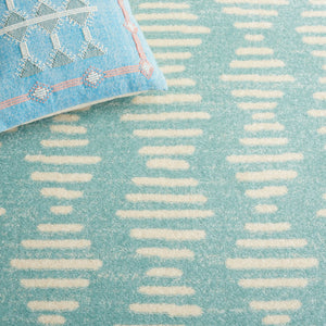 Safavieh Tulum 644 Power Loomed Bohemian Rug Turquoise / Ivory 5'-5" x 7'-7"