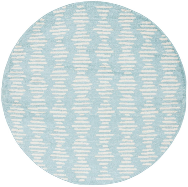 Safavieh Tulum 644 Power Loomed Bohemian Rug Turquoise / Ivory 6'-7" x 6'-7" Round