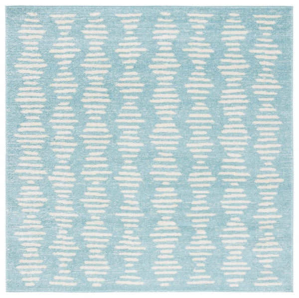 Safavieh Tulum 644 Power Loomed Bohemian Rug Turquoise / Ivory 6'-7" x 6'-7" Square