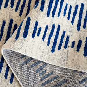 Safavieh Tulum 644 Power Loomed Bohemian Rug Ivory / Navy 5'-5" x 7'-7"