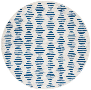 Safavieh Tulum 644 Power Loomed Bohemian Rug Ivory / Navy 6'-7" x 6'-7" Round