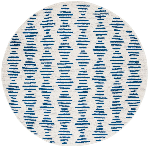 Safavieh Tulum 644 Power Loomed Bohemian Rug Ivory / Navy 6'-7" x 6'-7" Round