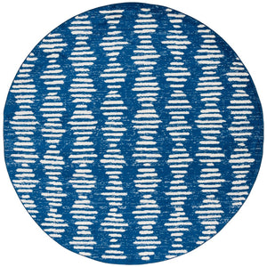 Safavieh Tulum 644 Power Loomed Bohemian Rug Navy / Ivory 6'-7" x 6'-7" Round