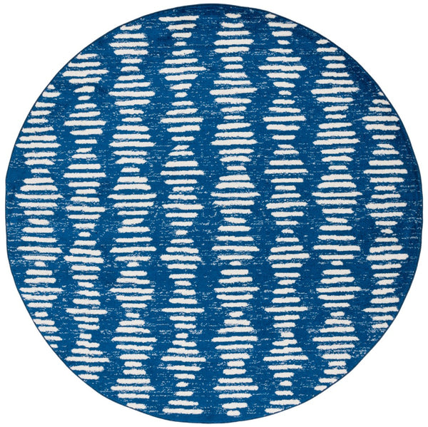 Safavieh Tulum 644 Power Loomed Bohemian Rug Navy / Ivory 6'-7" x 6'-7" Round