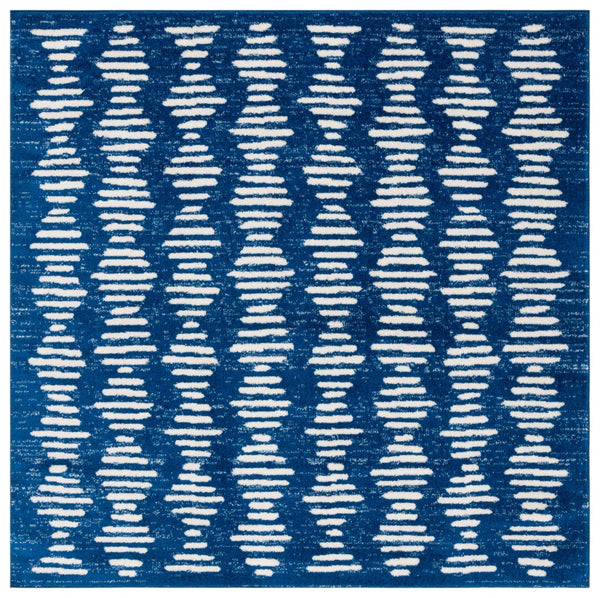Safavieh Tulum 644 Power Loomed Bohemian Rug Navy / Ivory 6'-7" x 6'-7" Square