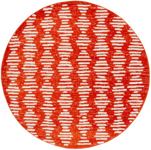 Safavieh Tulum 644 Power Loomed Bohemian Rug Rust / Ivory 6'-7" x 6'-7" Round