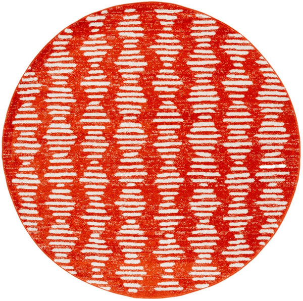 Safavieh Tulum 644 Power Loomed Bohemian Rug Rust / Ivory 6'-7" x 6'-7" Round