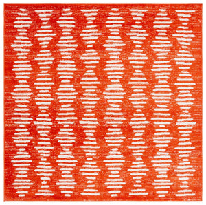 Safavieh Tulum 644 Power Loomed Bohemian Rug Rust / Ivory 6'-7" x 6'-7" Square