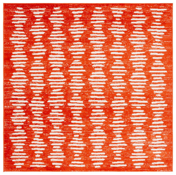 Safavieh Tulum 644 Power Loomed Bohemian Rug Rust / Ivory 6'-7" x 6'-7" Square