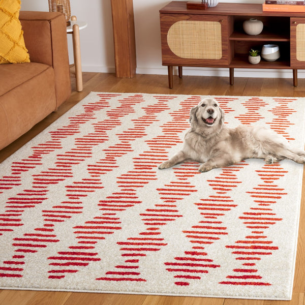 Safavieh Tulum 644 Power Loomed Bohemian Rug Ivory / Rust 5'-5" x 7'-7"