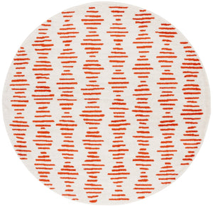 Safavieh Tulum 644 Power Loomed Bohemian Rug Ivory / Rust 6'-7" x 6'-7" Round