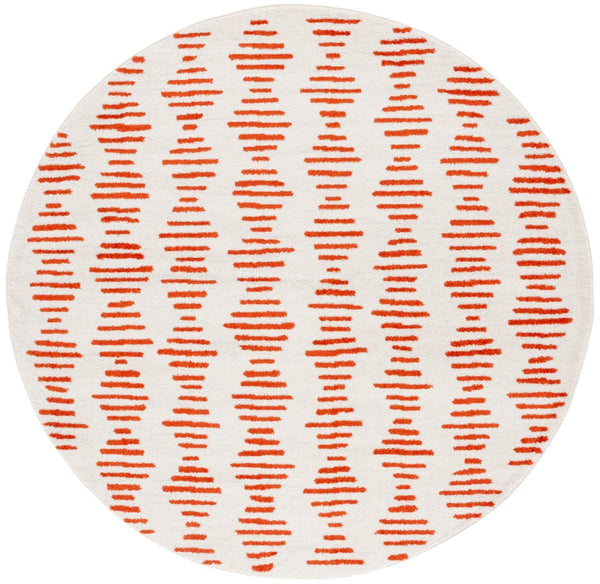 Safavieh Tulum 644 Power Loomed Bohemian Rug Ivory / Rust 6'-7" x 6'-7" Round