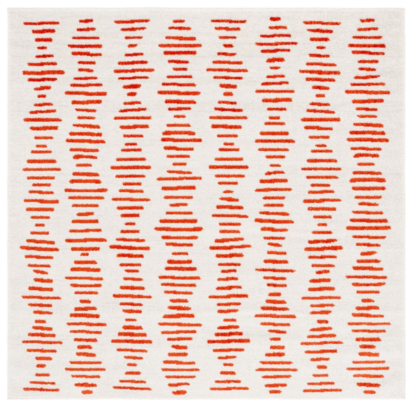 Safavieh Tulum 644 Power Loomed Bohemian Rug Ivory / Rust 6'-7" x 6'-7" Square