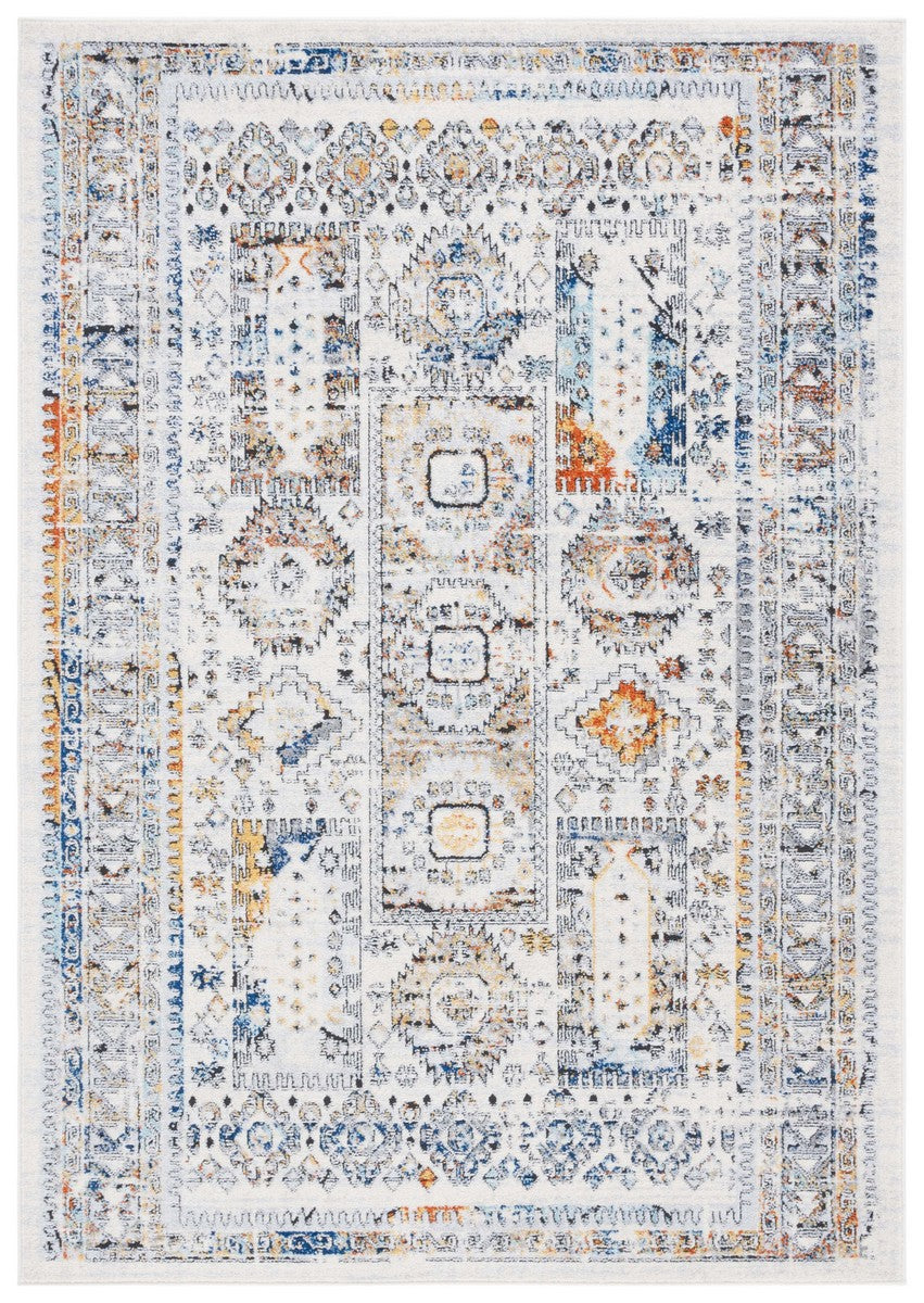 Safavieh Tulum 667 Power Loomed  Rug Ivory Grey / Blue Rust TUL667A-9