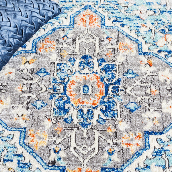 Safavieh Tulum 668 Power Loomed  Rug Blue Grey / Rust TUL668M-9