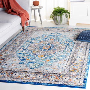 Safavieh Tulum 668 Power Loomed  Rug Blue Grey / Rust TUL668M-9