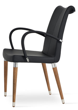 Soho Concept Buca Arm Wood Armchair - Stylish Leatherette Dining Chair With Walnut Finish & 2-year Guarantee Walnut,Black  Soho-concept-dining-chair-06241