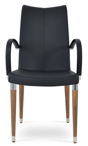 Soho Concept Buca Arm Wood Armchair - Elegant Beech Base, Premium Fabrics, 10-year Guarantee, Modern Design Walnut,Black  Soho-concept-dining-chair-06240