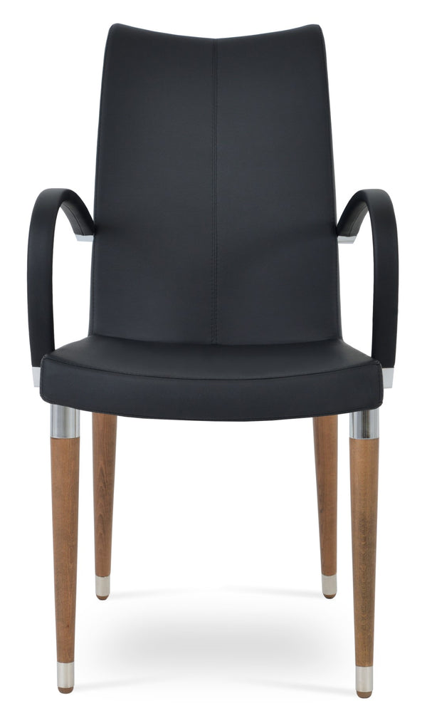 Soho Concept Buca Arm Wood Armchair - Elegant Beech Base, Premium Fabrics, 10-year Guarantee, Modern Design Walnut,Black  Soho-concept-dining-chair-06240