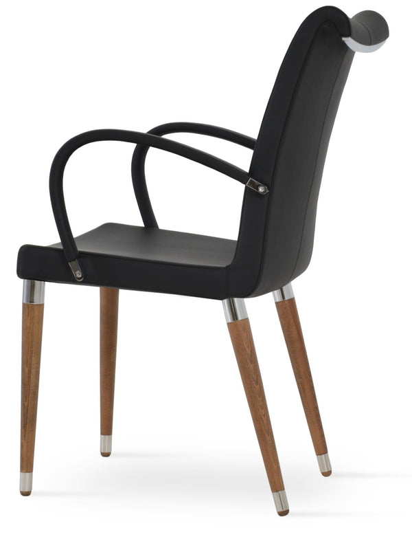 Soho Concept Buca Arm Wood Armchair - Elegant Beech Base, Premium Fabrics, 10-year Guarantee, Modern Design Walnut,Black  Soho-concept-dining-chair-06240