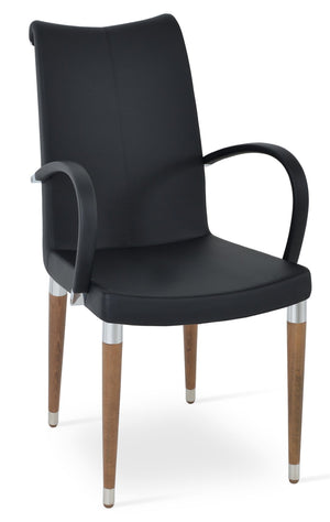 Soho Concept Buca Arm Wood Armchair - Elegant Beech Base, Premium Fabrics, 10-year Guarantee, Modern Design Walnut,Black  Soho-concept-dining-chair-06242