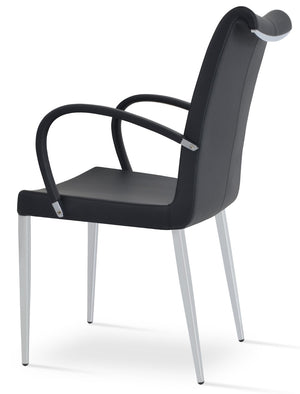 Soho Concept Palu Arm Dining Chair - Stylish Black Steel Frame, Solid Wood Armrests & Premium Upholstery, 300 Lbs Black  Soho-concept-dining-chair-06237