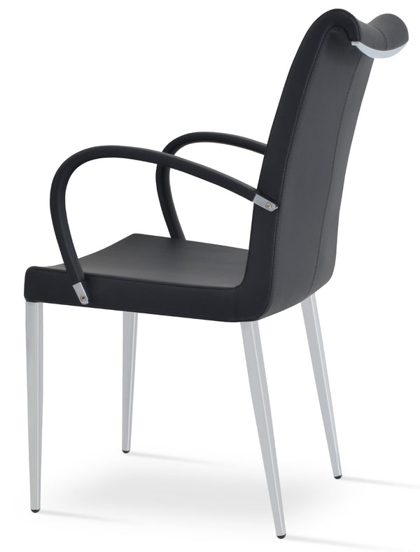 Soho Concept Palu Arm Dining Chair - Stylish Black Steel Frame, Solid Wood Armrests & Premium Upholstery, 300 Lbs Black  Soho-concept-dining-chair-06237