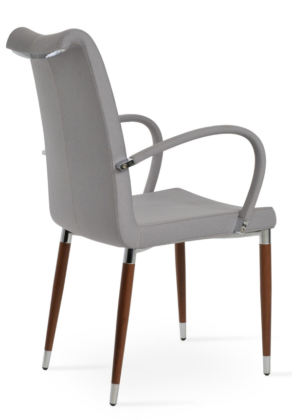 Soho Concept Tulip Ana Armchair Dining Chair - Elegant Design With Italian Ppm & Ankara Wool - 5-10 Year Guarantee Light Grey,Walnut  Soho-concept-dining-chair-06223