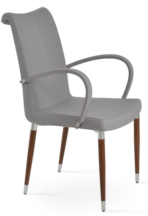 Soho Concept Tulip Ana Armchair Dining Chair - Elegant Design With Italian Ppm & Ankara Wool - 5-10 Year Guarantee Light Grey,Walnut  Soho-concept-dining-chair-06223