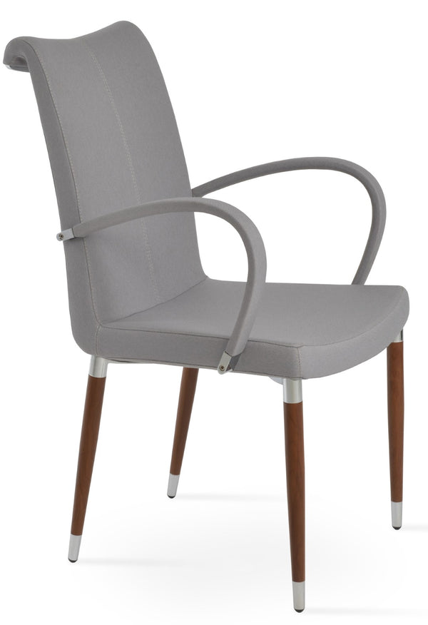 Soho Concept Tulip Ana Armchair Dining Chair - Elegant Design With Italian Ppm & Ankara Wool - 5-10 Year Guarantee Light Grey,Walnut  Soho-concept-dining-chair-06223