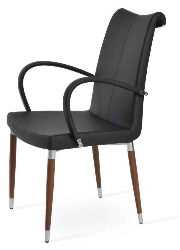 Soho Concept Tulip Ana Armchair Dining Chair - Elegant Design With Italian Ppm & Ankara Wool - 5-10 Year Guarantee Walnut,Black  Soho-concept-dining-chair-06224