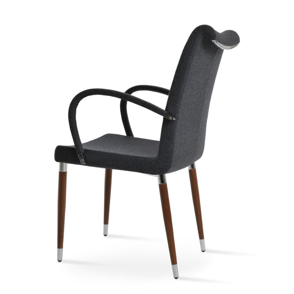 Soho Concept Tulip Ana Armchair Dining Chair - Elegant Design With Italian Ppm & Ankara Wool - 5-10 Year Guarantee Dark Grey,Walnut  Soho-concept-dining-chair-06225