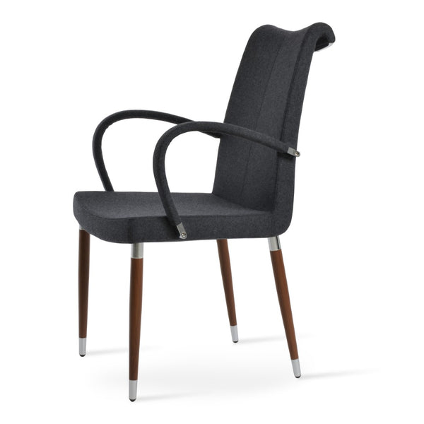 Soho Concept Tulip Ana Armchair Dining Chair - Elegant Design With Italian Ppm & Ankara Wool - 5-10 Year Guarantee Dark Grey,Walnut  Soho-concept-dining-chair-06226