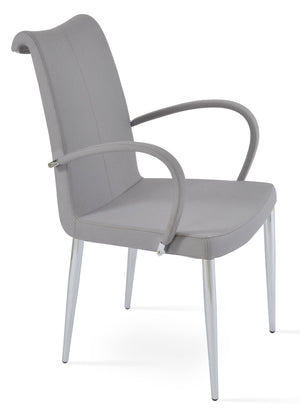 Soho Concept Tulip Ana Armchair Dining Chair - Elegant Design With Italian Ppm & Ankara Wool - 5-10 Year Guarantee Chrome,Light Grey  Soho-concept-dining-chair-06228