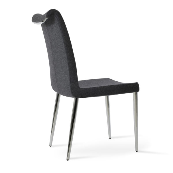 Soho Concept Tulip Ana Chair - Elegant Dining Seating With Italian Ppm, Ankara Wool, 5-year & 10-year Guarantees Chrome,Dark Grey  Soho-concept-dining-chair-06247