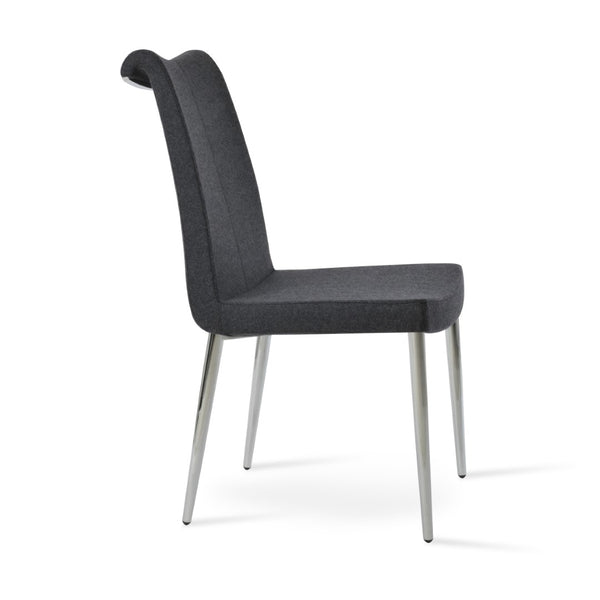Soho Concept Tulip Ana Chair - Elegant Dining Seating With Italian Ppm, Ankara Wool, 5-year & 10-year Guarantees Chrome,Dark Grey  Soho-concept-dining-chair-06247