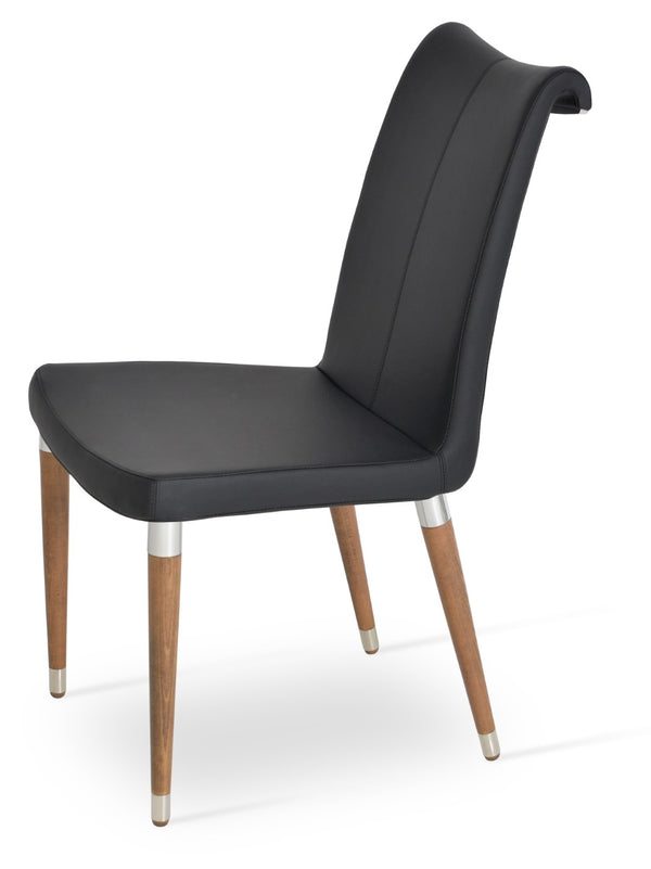 Soho Concept Polo Sled Wood Dining Chair With Flexible Back, Premium Camira Era Fabric, 10-year Warranty, Walnut & Black Walnut,Black  Soho-concept-dining-chair-06253