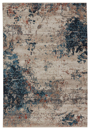 Jaipur Living Vibe by Jaipur Living Terrior Abstract Polyester Rug Vintage Distressed Textural Room Blue/Red 7'10"X10'10" RUG149755